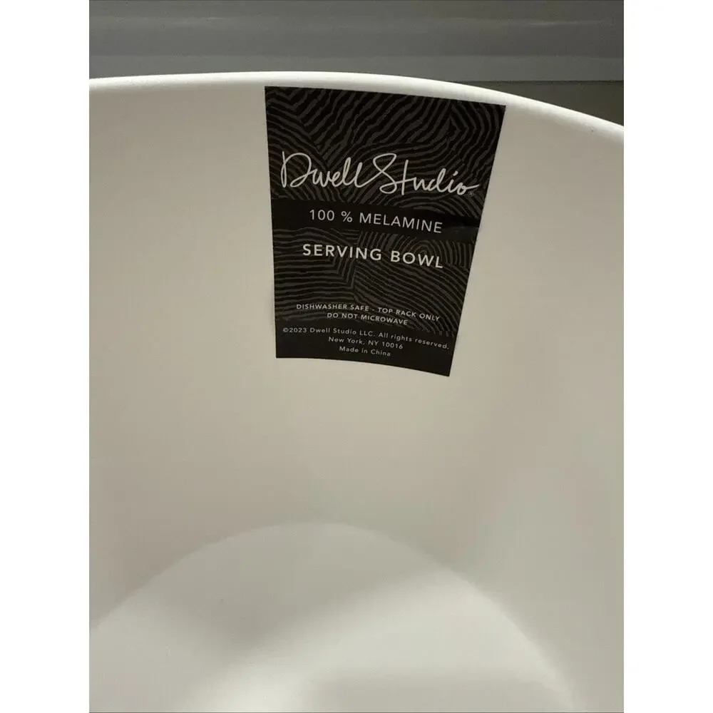 12 x 5” DWELL STUDIO Chip Salad SERVING BOWL Matte White Melamine